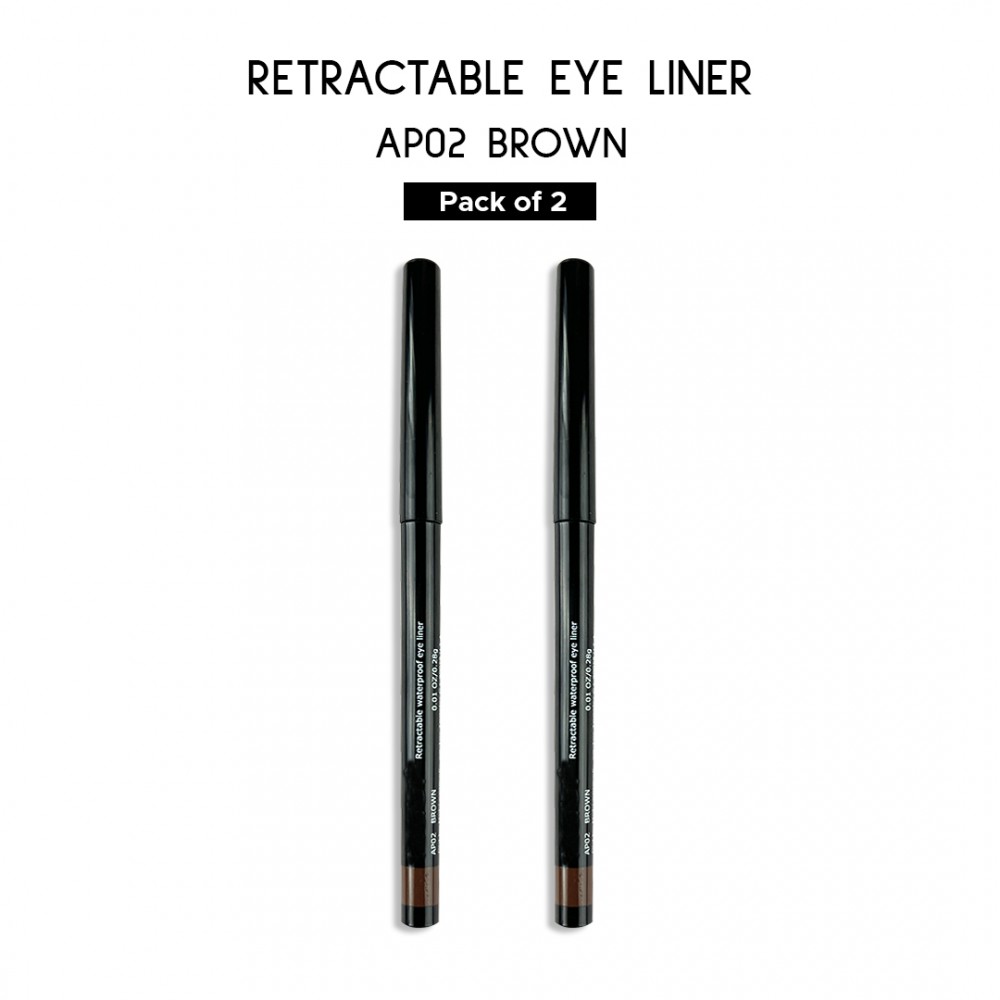 Ebo Retractable Waterproof Eyeliner Mechanical Eyeliner Pencil AP02 BROWN ( PACK OF 2 )