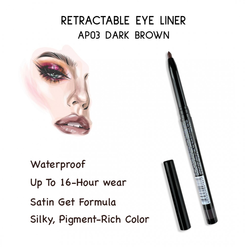Ebo Retractable Waterproof Eyeliner Mechanical Eyeliner Pencil AP03 DARL BROWN ( PACK OF 2 )