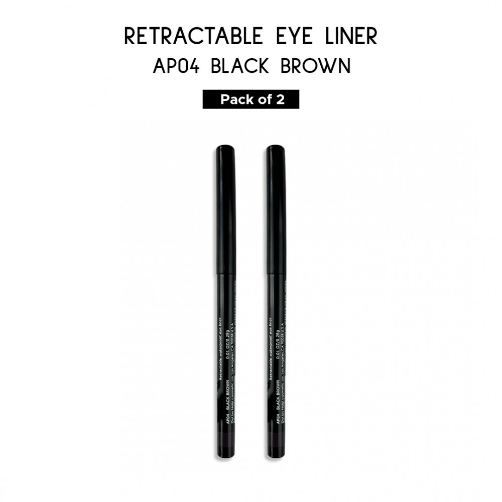 Ebo Retractable Waterproof Eyeliner Mechanical Eyeliner Pencil AP04 BLACK BROWN( PACK OF 2 )