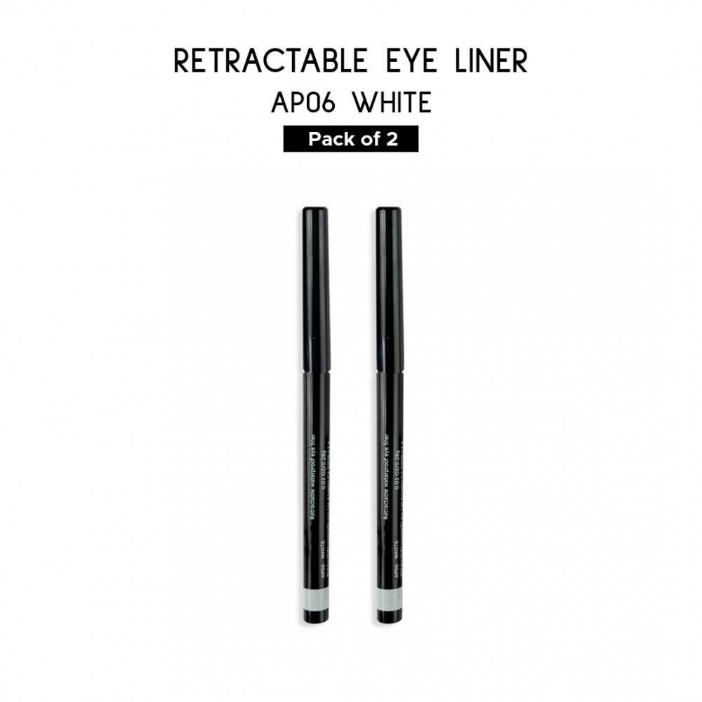 Ebo Retractable Waterproof Eyeliner Mechanical Eyeliner Pencil AP06 WHITE ( Pack Of 2 )