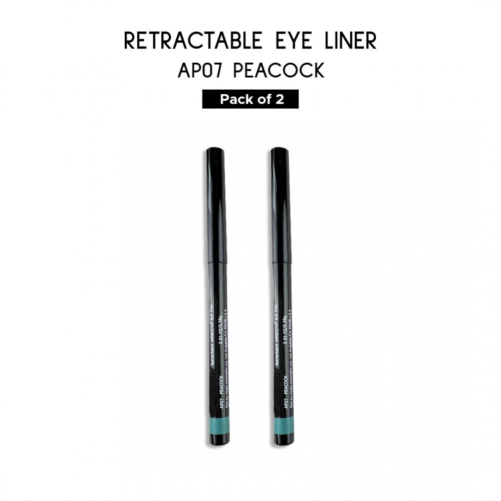 Ebo Retractable Waterproof Eyeliner Mechanical Eyeliner Pencil AP07 PEACOCK ( Pack Of 2 )