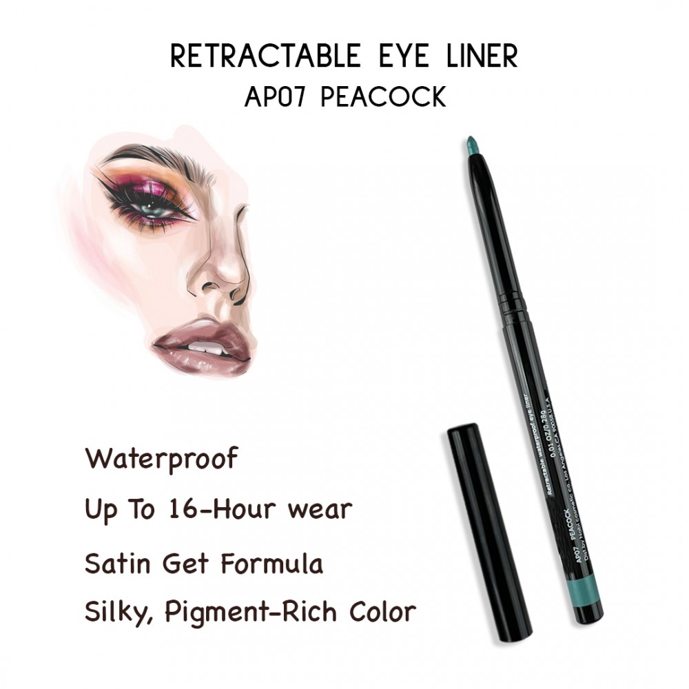 Free Shipping Ebo Retractable Waterproof Eyeliner Mechanical Eyeliner Pencil AP07 PEACOCK