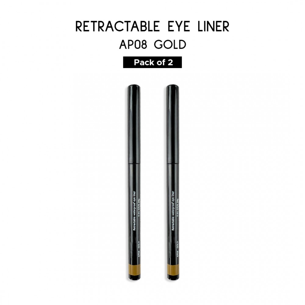Ebo Retractable Waterproof Eyeliner Mechanical Eyeliner Pencil AP08 GOLD ( Pack Of 2 )