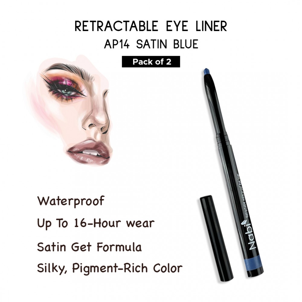 Free Shipping Ebo Retractable Waterproof Eyeliner Mechanical Eyeliner Pencil AP14 SATIN BLUE