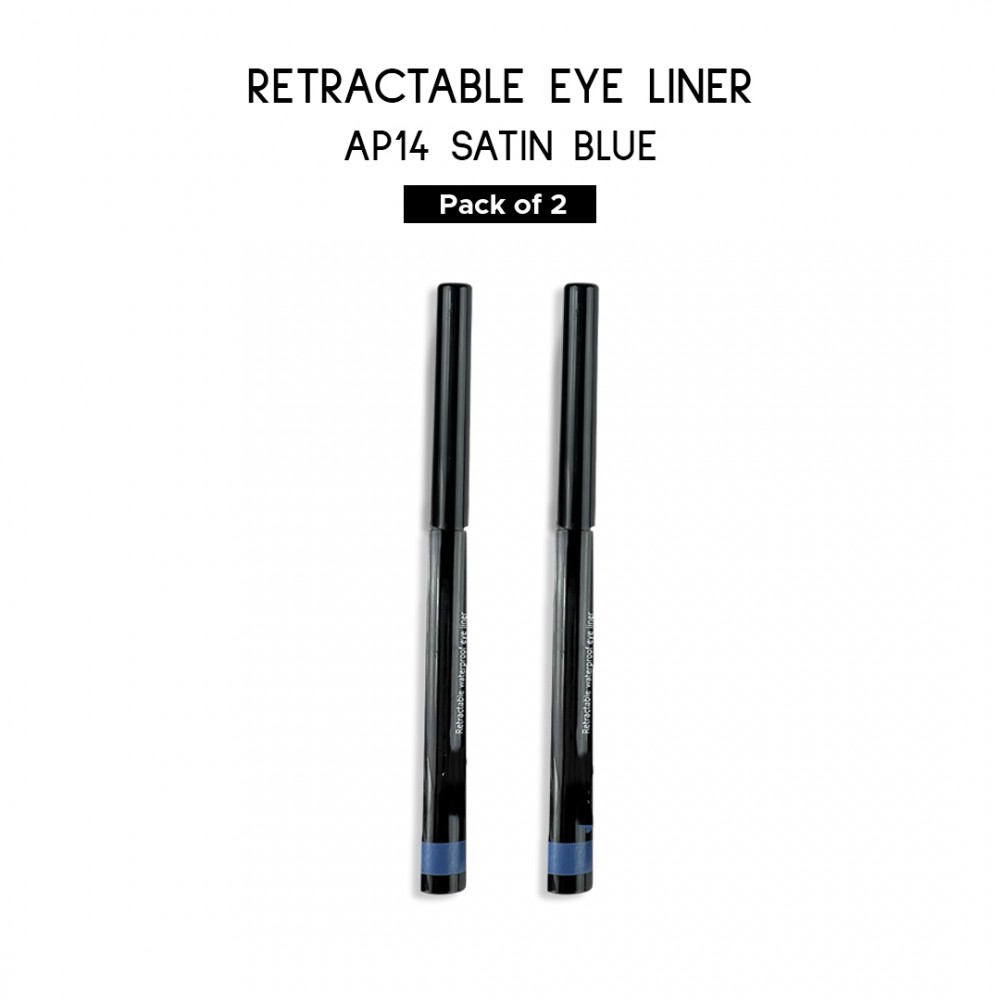 Ebo Retractable Waterproof Eyeliner Mechanical Eyeliner Pencil AP14 SATIN BLUE ( Pack Of 2 )