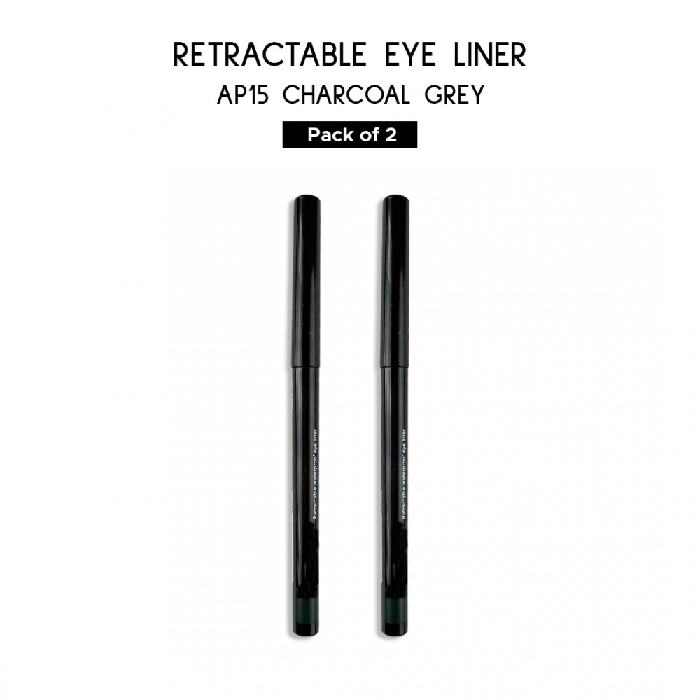 Ebo Retractable Waterproof Eyeliner Mechanical Eyeliner Pencil AP15 CHARCOAL GREY ( Pack Of 2 )