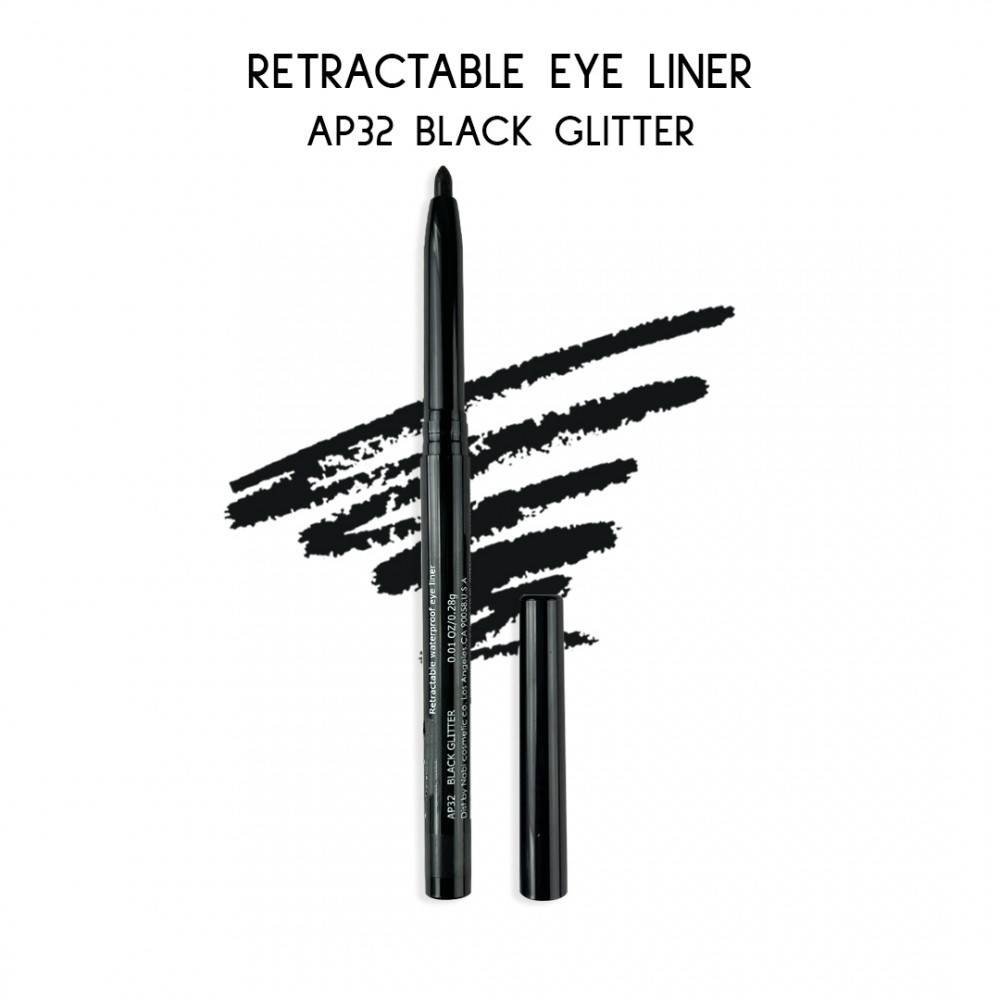 Ebo Retractable Waterproof Eyeliner Mechanical Eyeliner Pencil AP32 BLACK GLITTER ( Pack Of 2 )