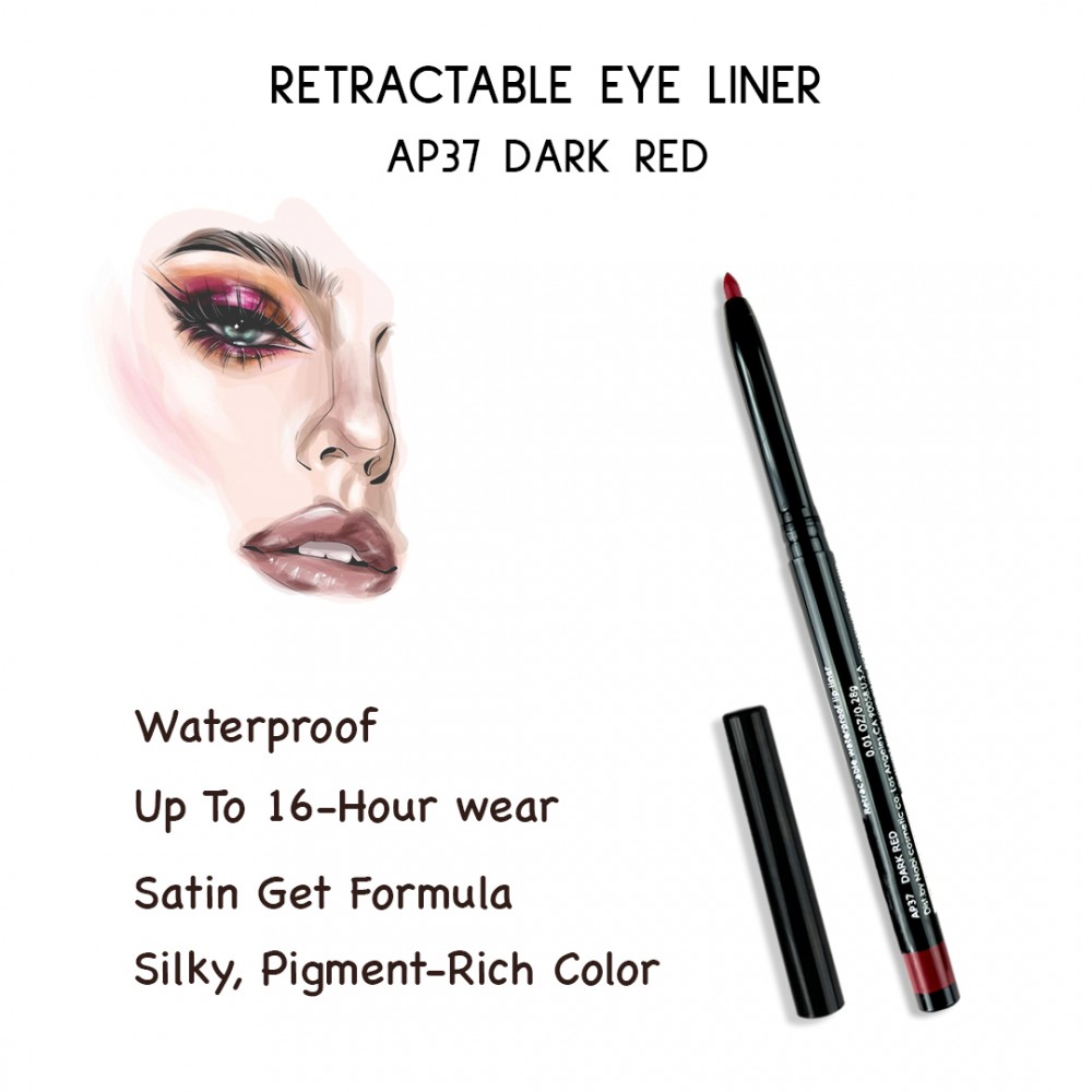 Free Shipping Ebo Retractable Waterproof Lipliner Mechanical Lipliner Pencil Ap37 Dark Red ( Pack Of 2 )
