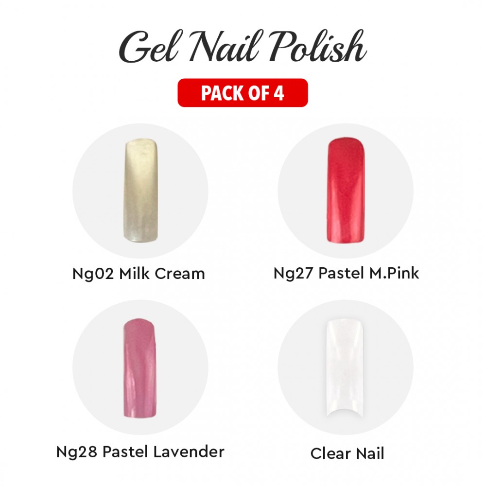 Free Shipping Ebo Gel Nail Polish Long Lasting Gel Set 4 color Pastel M Pink,Pastel  Lavender,Milk Cream  & Top Coat