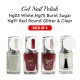 Free Shipping Ebo Gel Nail Polish Long Lasting Gel Set 4 color White,  Burnt Sugar, Red Round Glitter & Top Coat