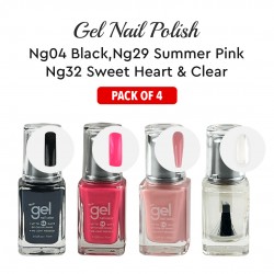 Ebo Gel Nail Polish Long Lasting Gel Set 4 Color Black,Summer Pink, Sweetheart & Top Coat