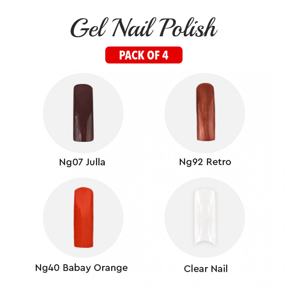 Free Shipping Ebo Gel Nail Polish Long Lasting Gel Set 4 color Retro, Baby Orange, Julia& Top Coat
