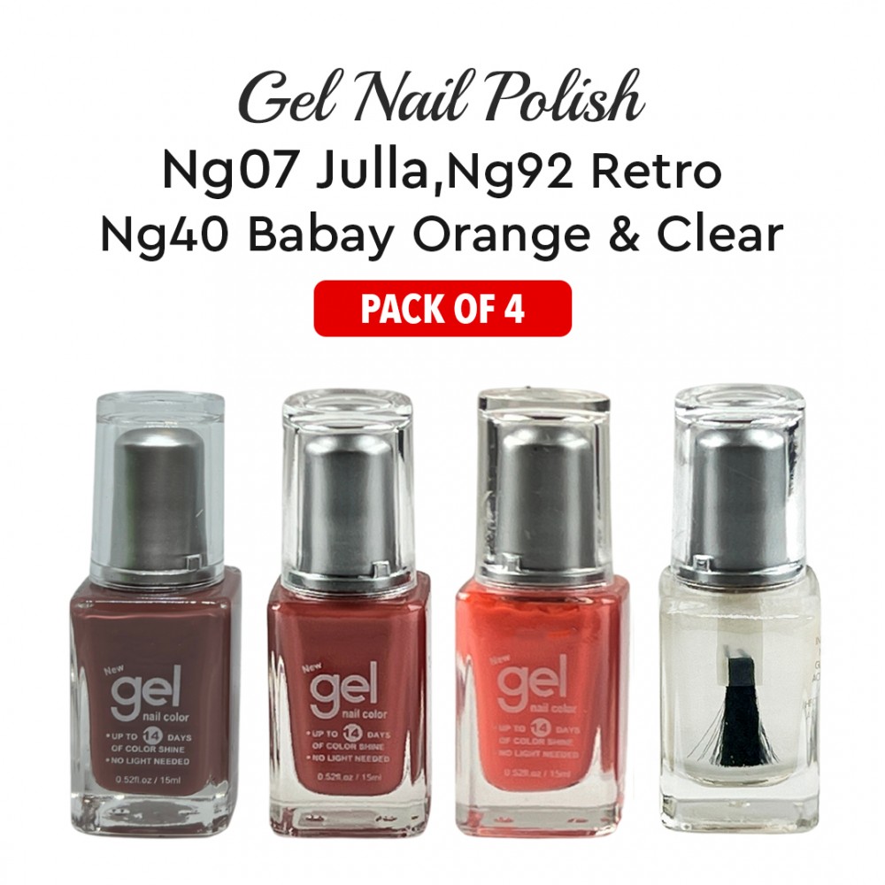 Free Shipping Ebo Gel Nail Polish Long Lasting Gel Set 4 color Retro, Baby Orange, Julia& Top Coat