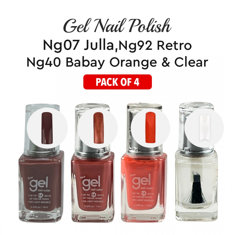 Free Shipping Ebo Gel Nail Polish Long Lasting Gel Set 4 color Retro, Baby Orange, Julia& Top Coat