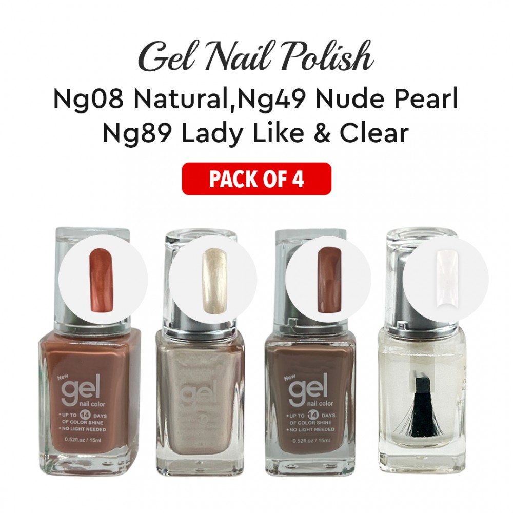 Free Shipping Ebo Gel Nail Polish Long Lasting Gel Set 4 color Nude Pearl, Pink jumbo Glitter, Natural & Top Coat