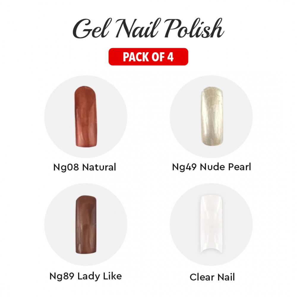 Free Shipping Ebo Gel Nail Polish Long Lasting Gel Set 4 color Nude Pearl, Pink jumbo Glitter, Natural & Top Coat