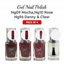 Ebo Gel Nail Polish Long Lasting Gel Set 4 Color Mocha, Rose, Danny & Top Coat