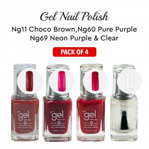 Ebo Gel Nail Polish Long Lasting Gel Set 4 Color Choco Brown Neon Purple Pure Purple & Top Coat Ebo Gel Nail Polish Long Lasting Gel Set 4 Color Choco Brown Neon Purple Pure Purple & Top Coat
