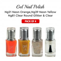 Ebo Gel Nail Polish Long Lasting Gel Set 4 Color Neon Orange, Clear Round Glitter, Neon Yellow & Top Coat Ebo Gel Nail Polish Long Lasting Gel Set 4 Color Neon Orange, Clear Round Glitter, Neon Yellow & Top Coat