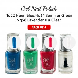 Ebo Gel Nail Polish Long Lasting Gel Set 4 Color Neon Blue, Lavender Ll, Summer Green & Top Coat