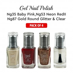 Ebo Gel Nail Polish Long Lasting Gel Set 4 Color Baby Pink, Neon Red Ll Gold Round Glitter & Top Coat Ebo Gel Nail Polish Long Lasting Gel Set 4 Color Baby Pink, Neon Red Ll Gold Round Glitter & Top Coat