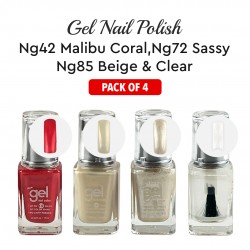Ebo Gel Nail Polish Long Lasting Gel Set 4 Color Beige , Sand Texture Emerald, Malibo Coral & Top Coat