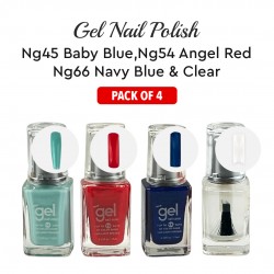 Ebo Gel Nail Polish Long Lasting Gel Set 4 Color. Navy Blue, Baby Blue, Angel Red & Top Coat