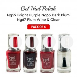 Ebo Gel Nail Polish Long Lasting Gel Set 4 Color. Bright Purple, Dark Plum, Plum Wine & Top Coat
