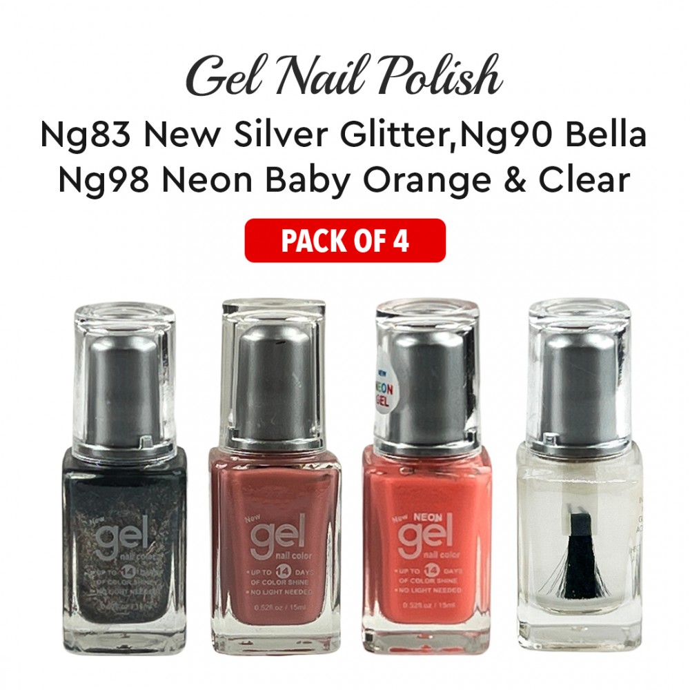 Free Shipping Ebo Gel Nail Polish Long Lasting Gel Set 4 color. New Silver Glitter, Neon Baby Orange, Bella & Top Coat Free Shipping Ebo Gel Nail Polish Long Lasting Gel Set 4 color. New Silver Glitter, Neon Baby Orange, Bella & Top Coat