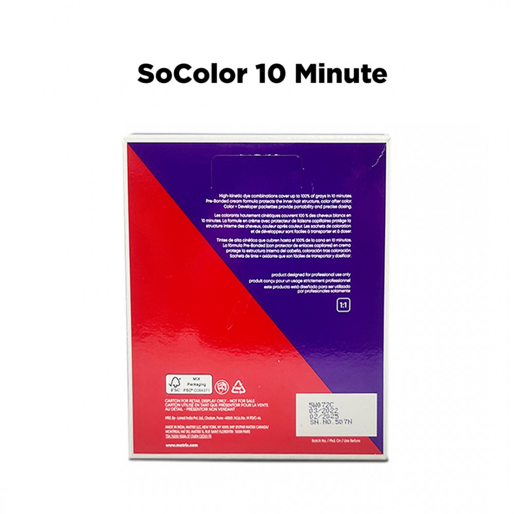 Free Shipping Matrix SoColor 10 Minute Pre-Bonded Permanent Hair Color & Developer Packettes