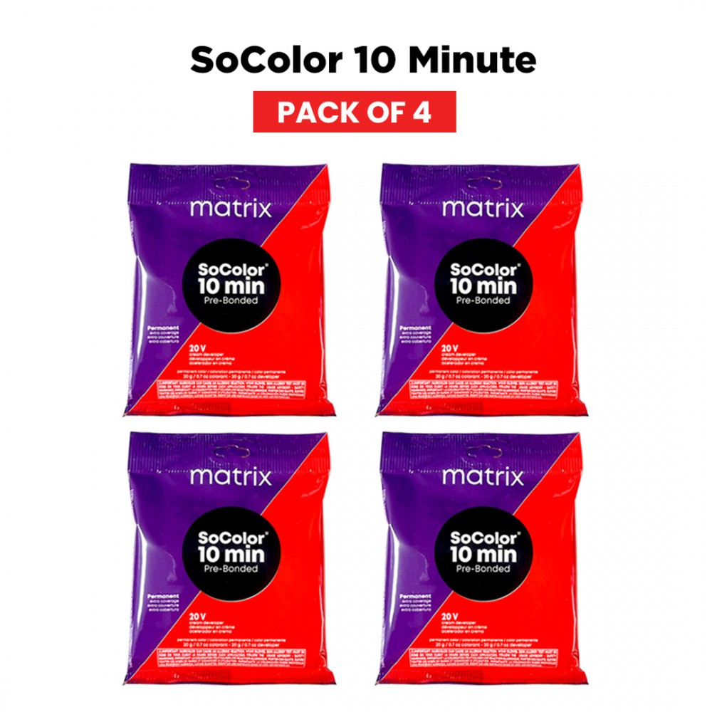 Free Shipping Matrix SoColor 10 Minute Pre-Bonded Permanent Hair Color & Developer Packettes (4 Packs)