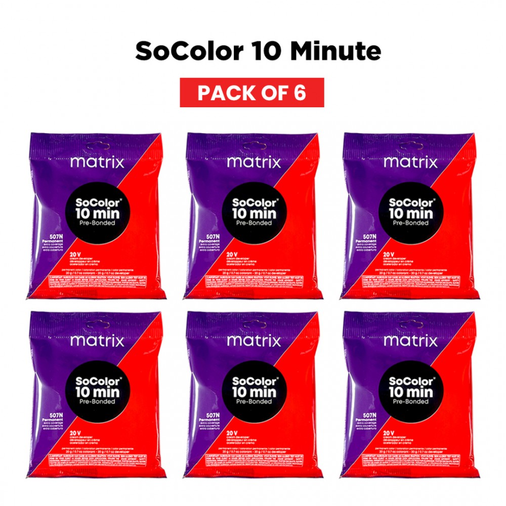 Free Shipping Matrix SoColor 10 Minute Pre-Bonded Permanent Hair Color & Developer Packettes (6 Packs)
