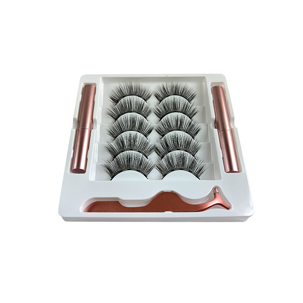 Free Shipping Natural Look Magnetic False Eyelashes With Eyeliner And Applicator 5 Pair Eyelashes Kit DS06