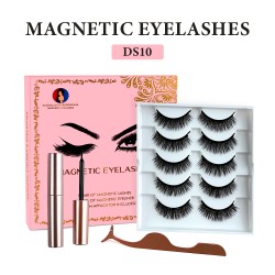Natural Look Magnetic False Eyelashes With Eyeliner And Applicator 5 Pair Eyelashes Kit Ds10