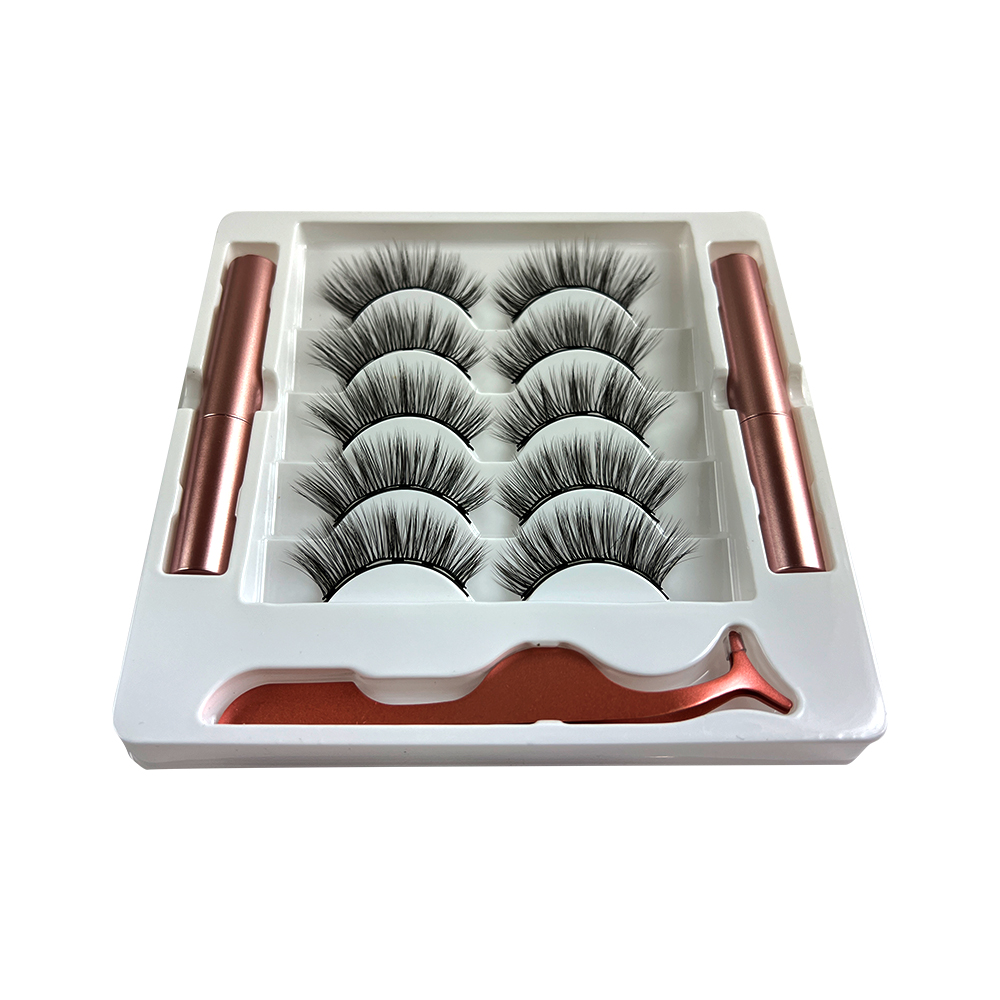 Free Shipping Natural Look Magnetic False Eyelashes With Eyeliner And Applicator 5 Pair Eyelashes Kit Ds12