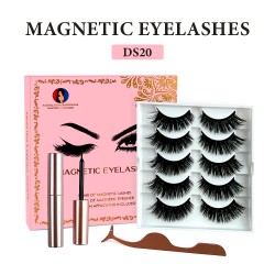 Natural Look Magnetic False Eyelashes With Eyeliner And Applicator 5 Pair Eyelashes Kit Ds20