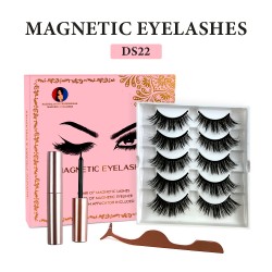 Natural Look Magnetic False Eyelashes With Eyeliner And Applicator 5 Pair Eyelashes Kit Ds22