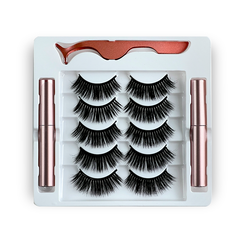 Free Shipping Natural Look Magnetic False Eyelashes With Eyeliner And Applicator 5 Pair Eyelashes Kit Ds29
