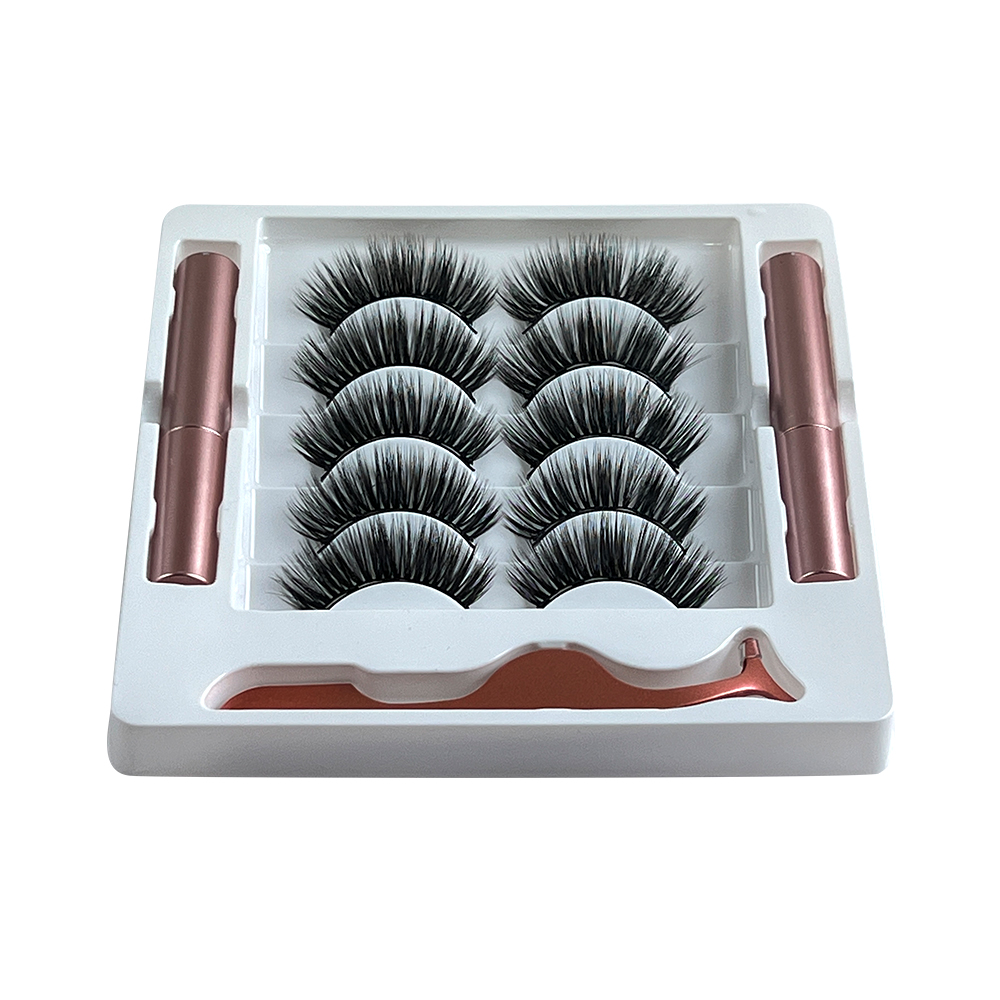 Free Shipping Natural Look Magnetic False Eyelashes With Eyeliner And Applicator 5 Pair Eyelashes Kit Ds29