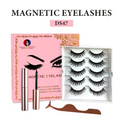 Natural Look Magnetic False Eyelashes With Eyeliner And Applicator 5 Pair Eyelashes Kit Ds47