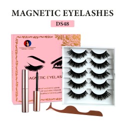 Natural Look Magnetic False Eyelashes With Eyeliner And Applicator 5 Pair Eyelashes Kit Ds48