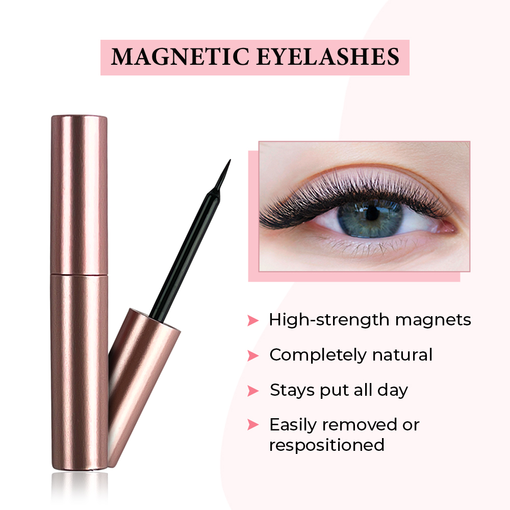 Free Shipping Natural Look Magnetic False Eyelashes With Eyeliner And Applicator 5 Pair Eyelashes Kit Ds53