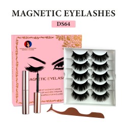 Natural Look Magnetic False Eyelashes With Eyeliner And Applicator 5 Pair Eyelashes Kit Ds64