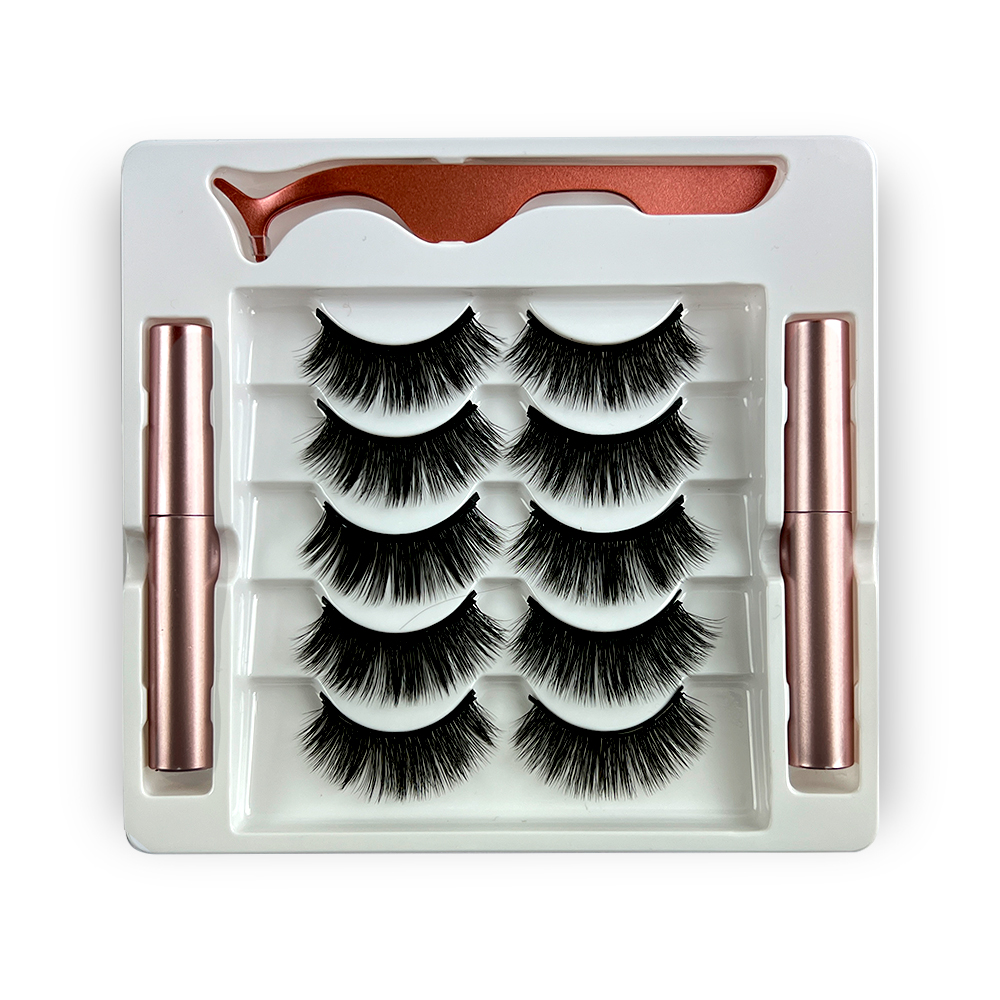 Free Shipping Natural Look Magnetic False Eyelashes With Eyeliner And Applicator 5 Pair Eyelashes Kit Ds64