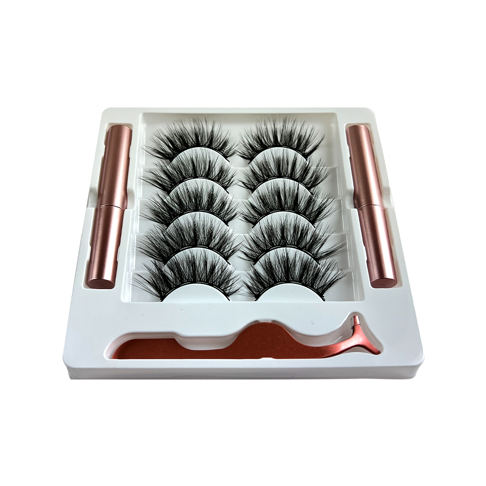 Free Shipping Natural Look Magnetic False Eyelashes With Eyeliner And Applicator 5 Pair Eyelashes Kit Ds64