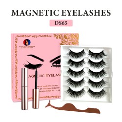 Natural Look Magnetic False Eyelashes With Eyeliner And Applicator 5 Pair Eyelashes Kit Ds65