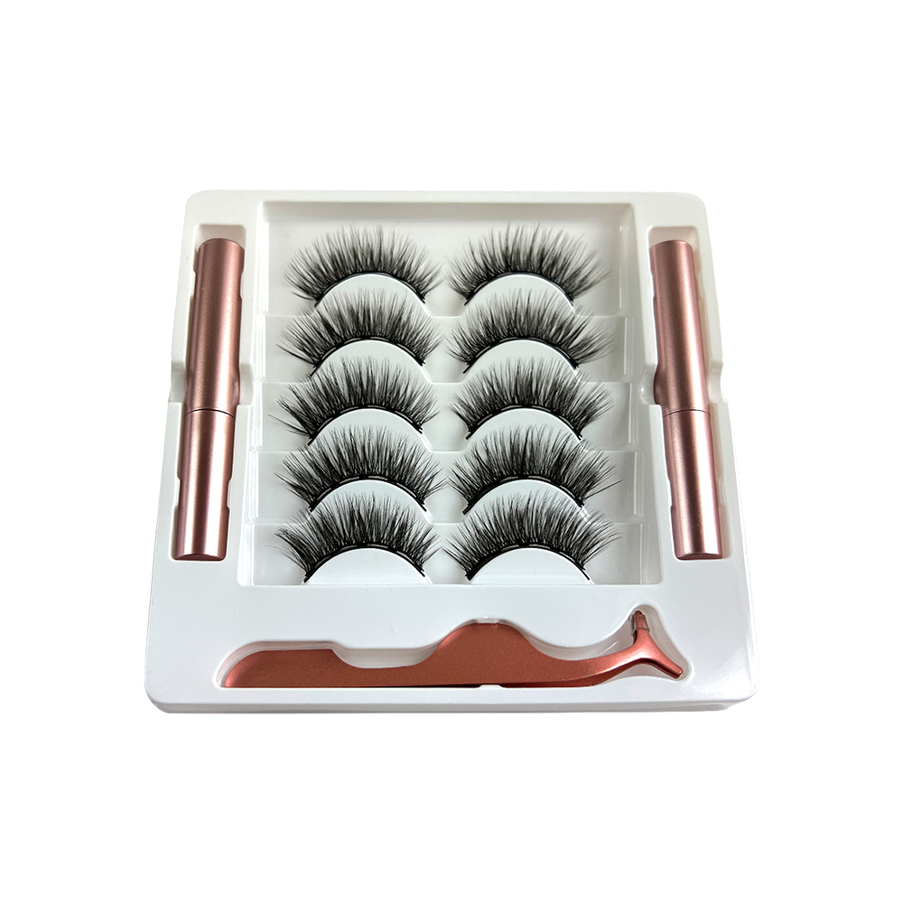Free Shipping Natural Look Magnetic False Eyelashes With Eyeliner And Applicator 5 Pair Eyelashes Kit Ds65