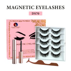 Natural Look Magnetic False Eyelashes With Eyeliner And Applicator 5 Pair Eyelashes Kit Ds70