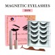 Free Shipping Natural Look Magnetic False Eyelashes With Eyeliner And Applicator 5 Pair Eyelashes Kit Ds70