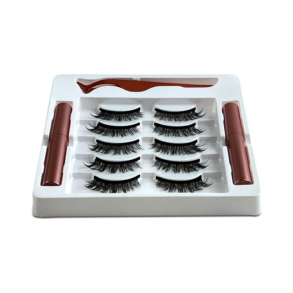 Free Shipping Natural Look Magnetic False Eyelashes With Eyeliner And Applicator 5 Pair Eyelashes Kit Ds70